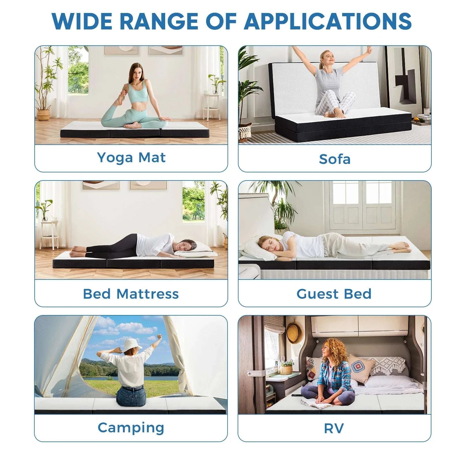 Foldable Tri-Fold Memory Foam Mattress 3 Inch Portable Bed Pad-3 IN / Full / United States