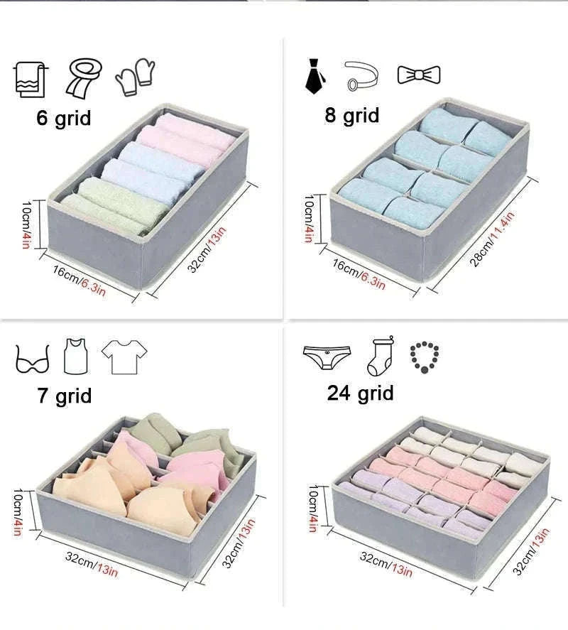 Foldable Underwear Organizer Storage Box for Neat Drawer Storage-Rose 4PCS
