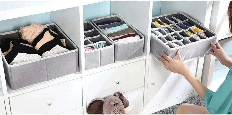 Foldable Underwear Organizer Storage Box for Neat Drawer Storage-Rose 4PCS