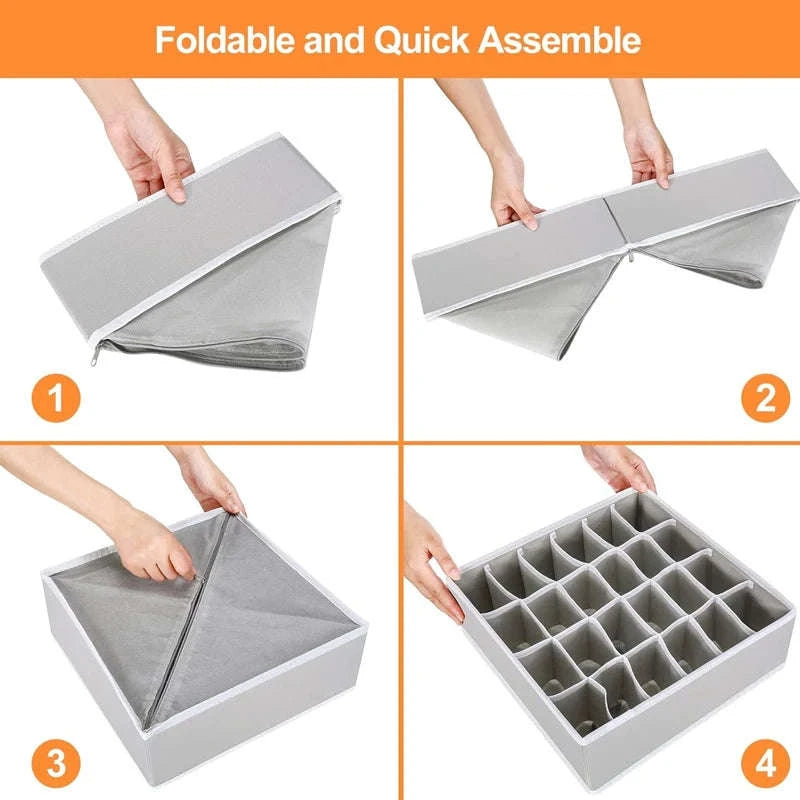 Foldable Underwear Organizer Storage Box-Rose 4PCS