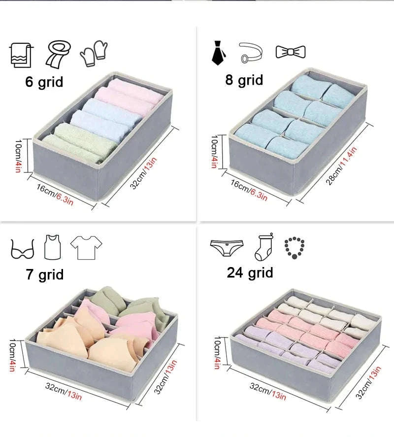 Foldable Underwear Organizer Storage Box-Rose 4PCS