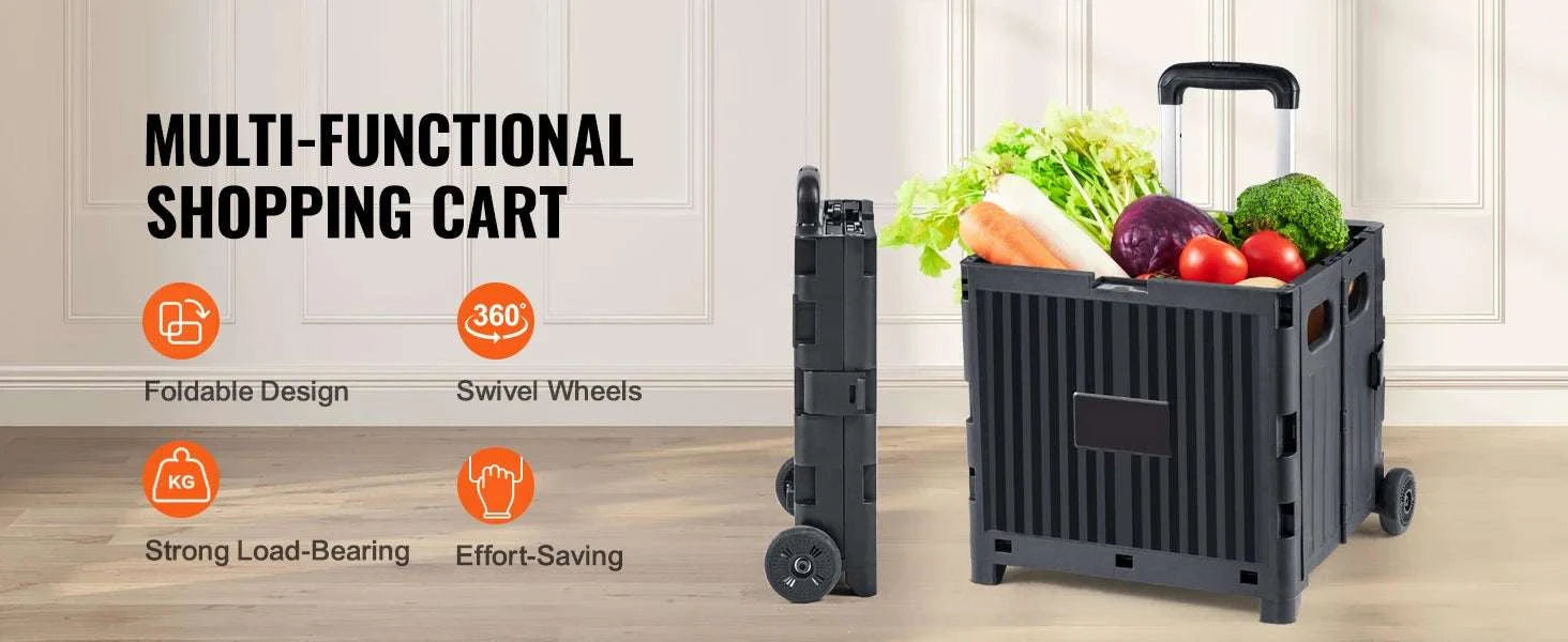 Foldable Utility Shopping Cart with Wheels & Telescopic Handle-2 Wheels 80 lbs / UNITED KINGDOM