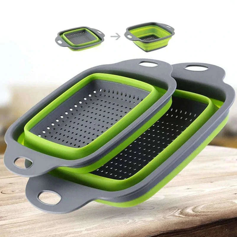 Foldable Vegetable Washing Basket for Easy Rinsing and Storage-Large Green
