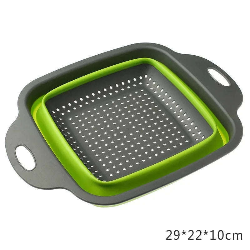 Foldable Vegetable Washing Basket for Easy Rinsing and Storage-Large Green