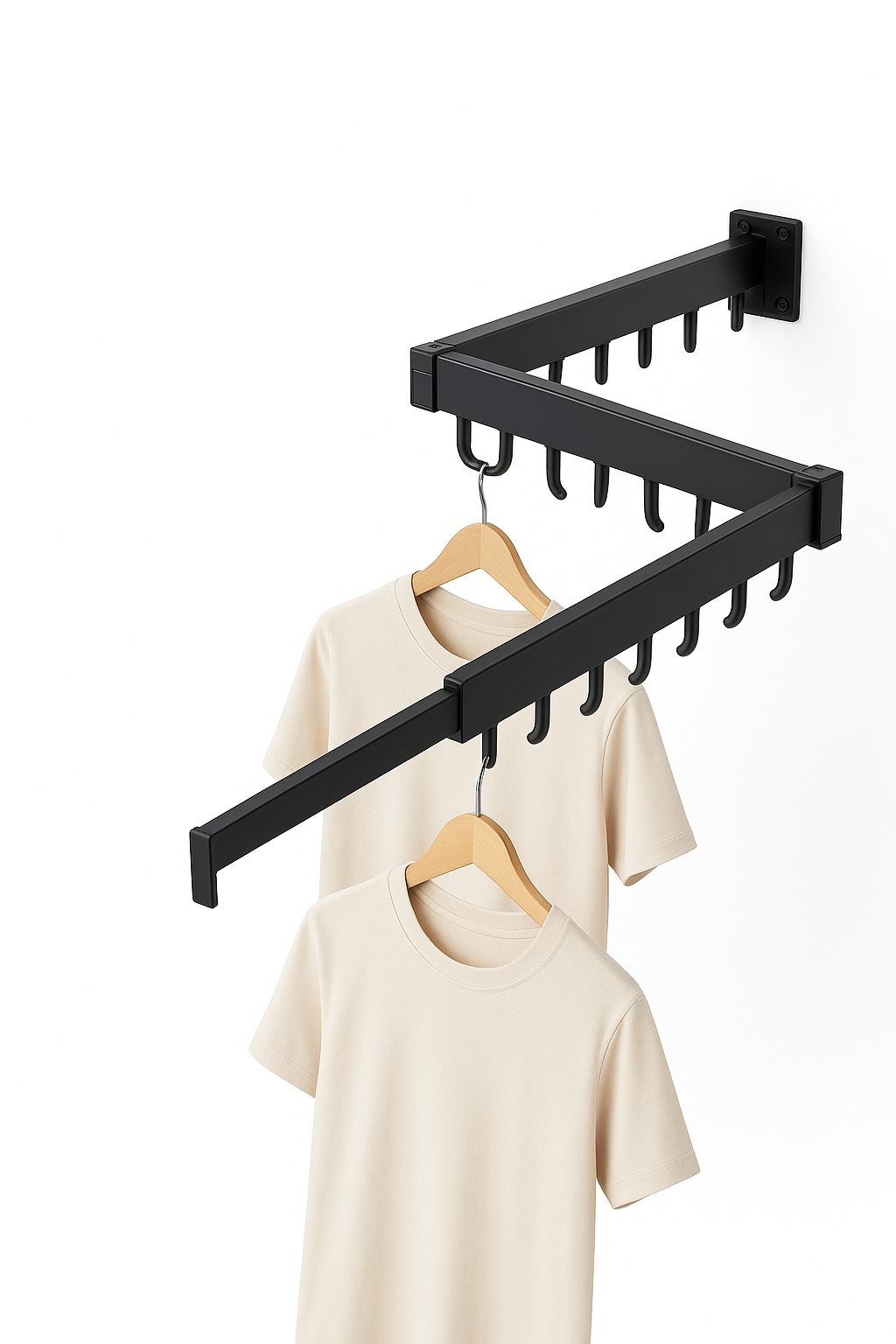 Foldable Wall-Mounted Clothes Drying Rack , 18 Hooks
