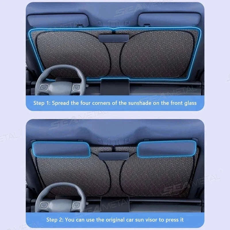 Foldable Windshield Sunshade Thick 5-Layer Sun Protection Cover Privacy Curtain Universal for Sedan SUV MPV-1 pc