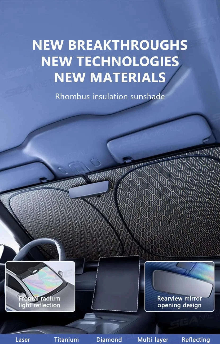 Foldable Windshield Sunshade Thick 5-Layer Sun Protection Cover Privacy Curtain Universal for Sedan SUV MPV-1 pc