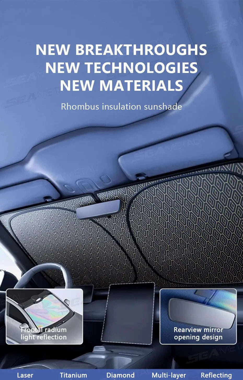 Foldable Windshield Sunshade Thick 5-Layer Sun Protection Cover Privacy Curtain Universal for Sedan SUV MPV-1 pc