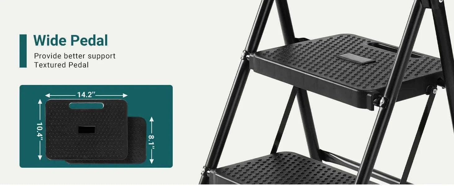 Folding 2-Step Ladder Stool with Anti-Slip Pedals 800 lb Capacity-Blue / United States