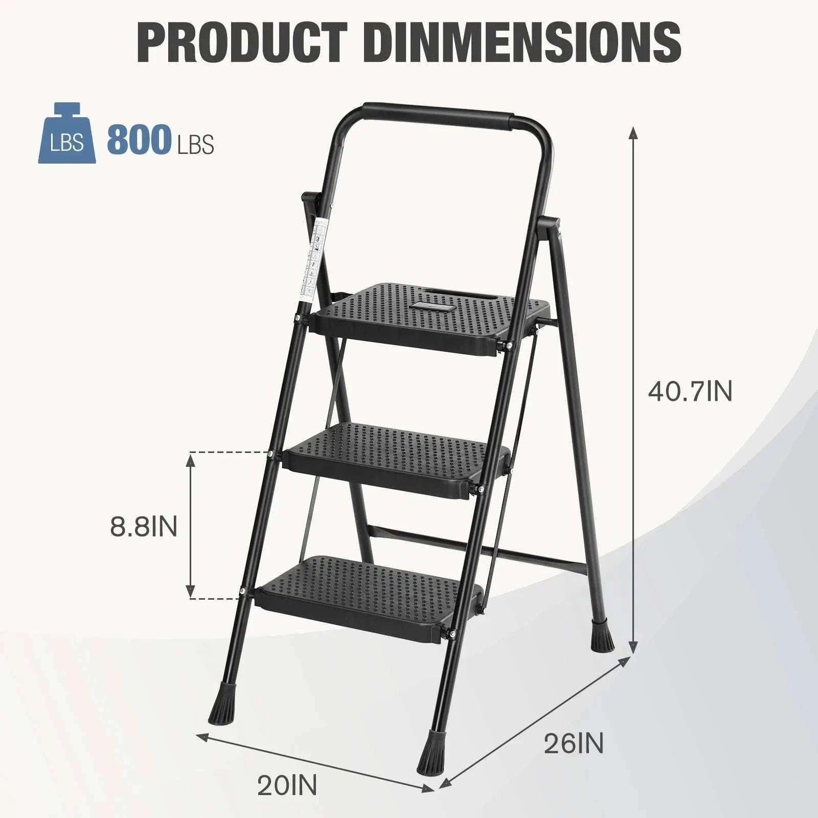 Folding 2-Step Ladder Stool with Anti-Slip Pedals 800 lb Capacity-Blue / United States