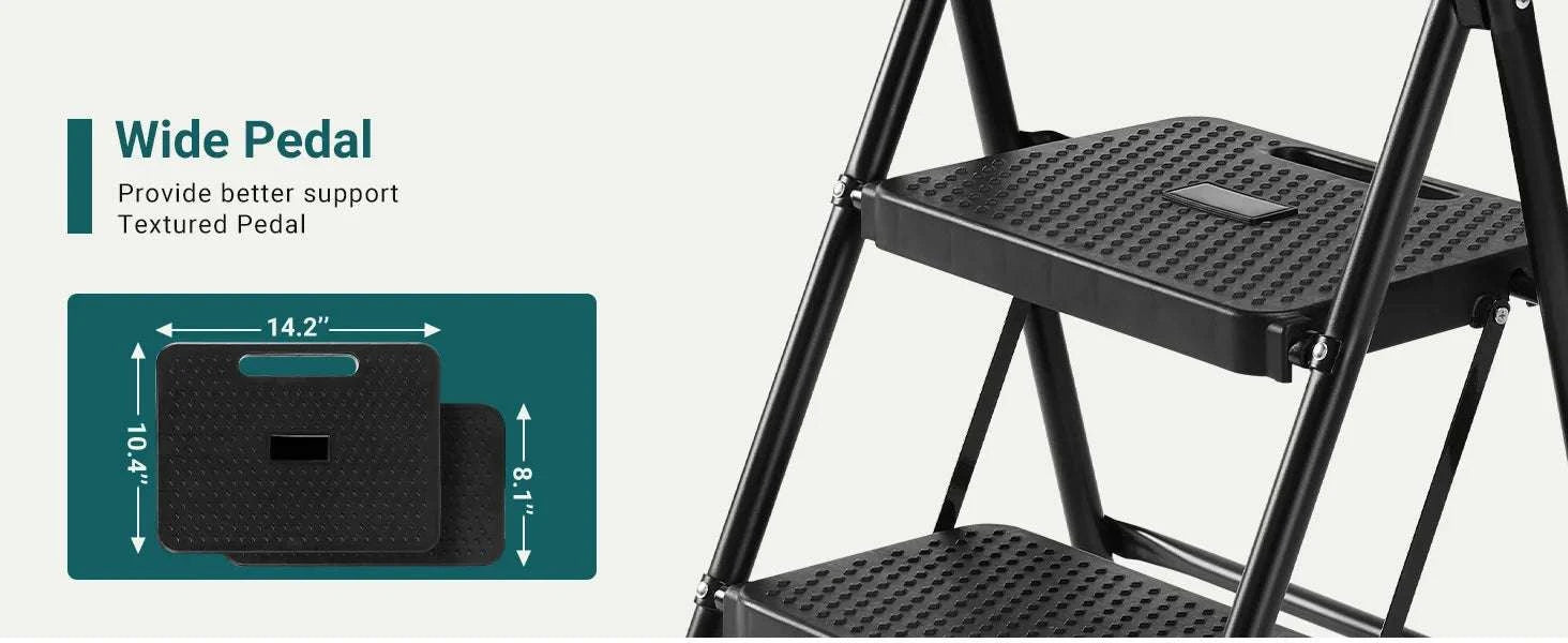 Folding 2-Step Ladder Stool with Anti-Slip Pedals 800 lb Capacity-Blue / United States