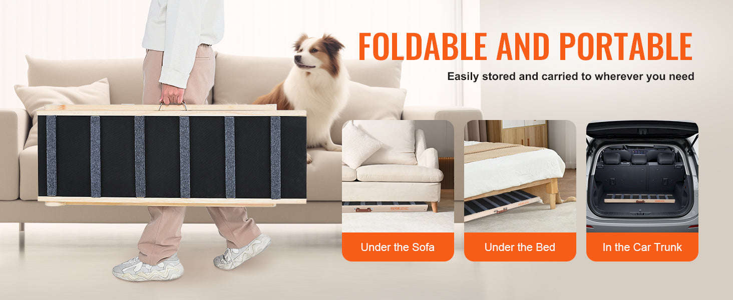 Folding Adjustable Wooden Dog Ramp with Non-Slip Surface-39 inch / CZECH REPUBLIC