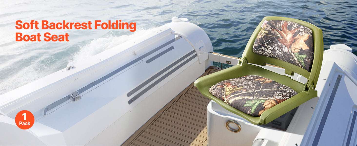 Folding Boat Seat with Thick Cushion & Low Backrest Support-Camouflage Color / france