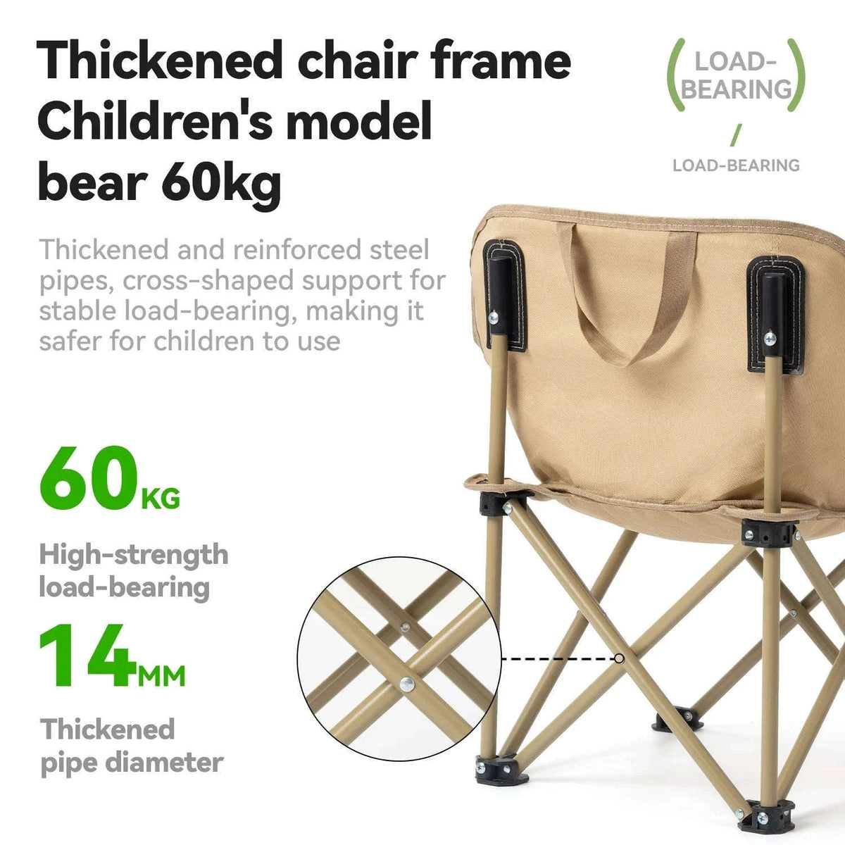 Folding Camping Chair Portable Steel Frame Picnic & Travel Seat-adult-A