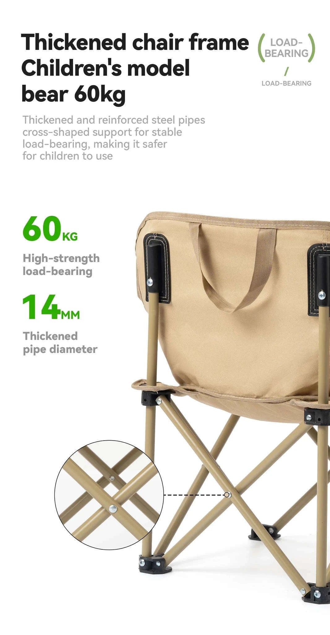 Folding Camping Chair Portable Steel Frame Picnic & Travel Seat-adult-A