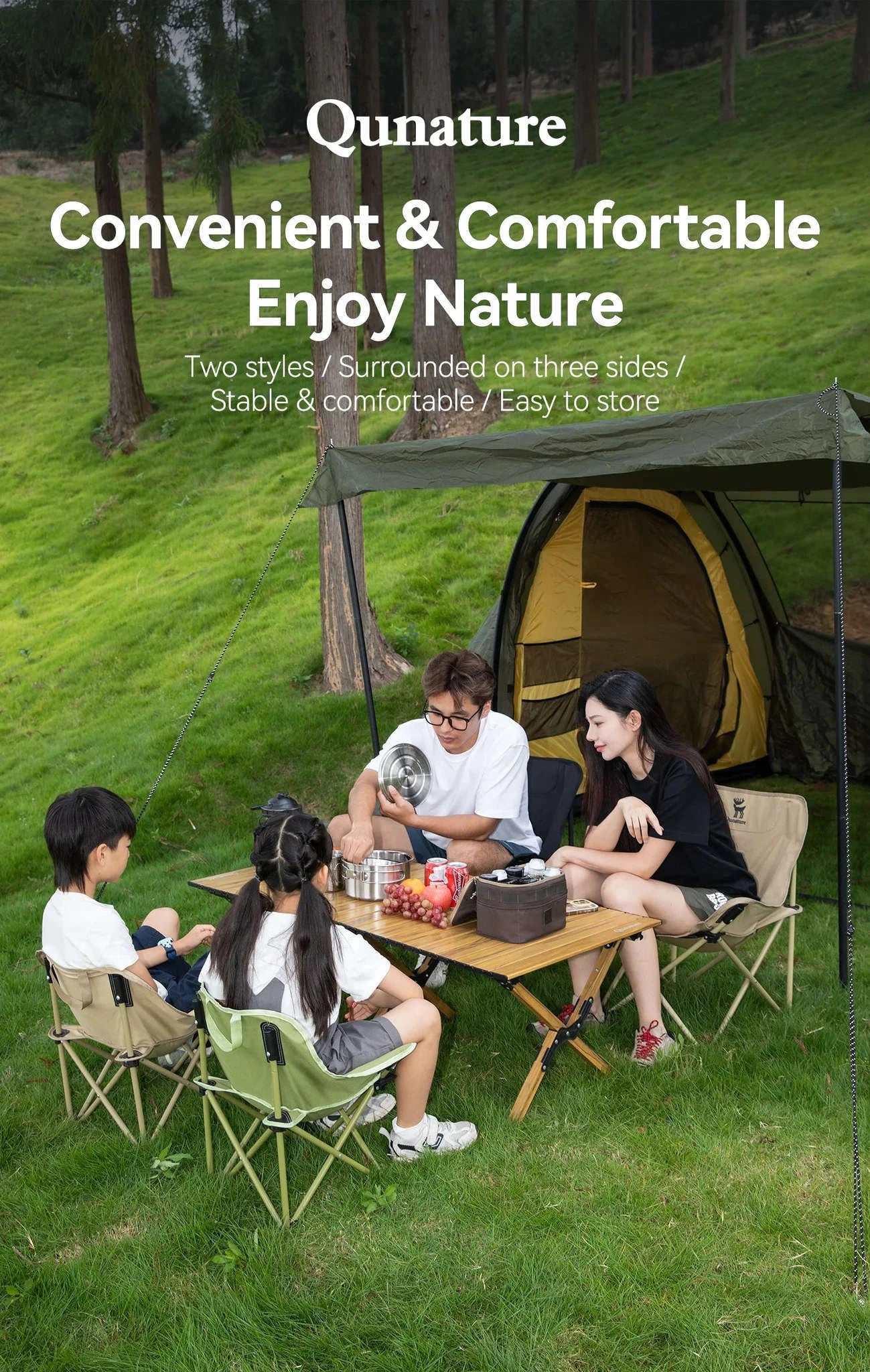 Folding Camping Chair Portable Steel Frame Picnic & Travel Seat-adult-A