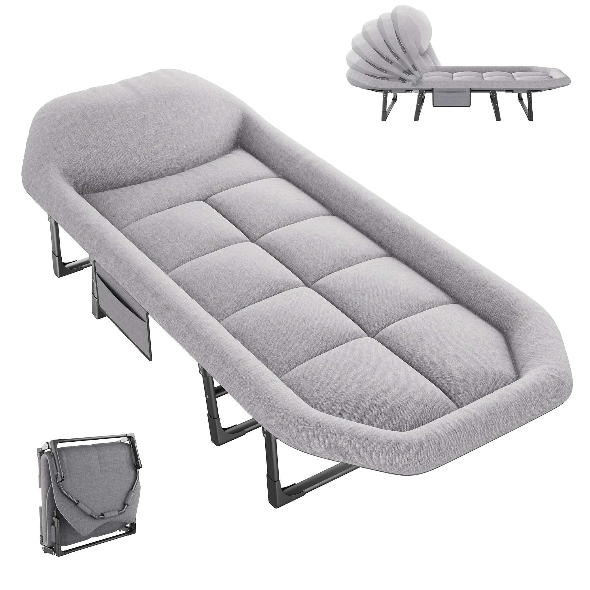 Folding Camping Cot Bed with 3.5" Mattress & Carry Bag-Gray / United States
