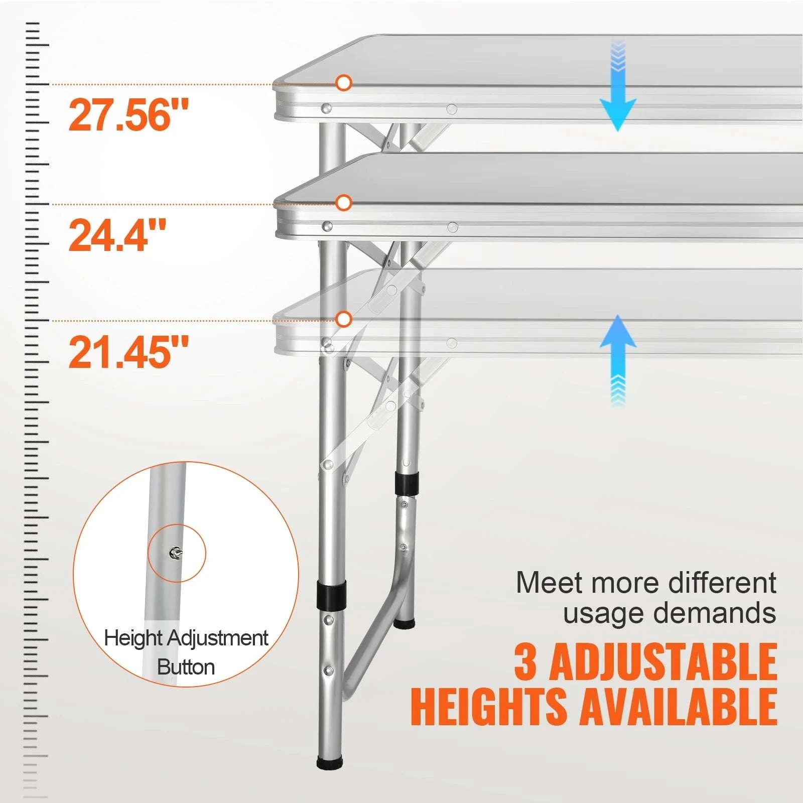 Folding Camping Kitchen Table with Storage & Adjustable Height-United States