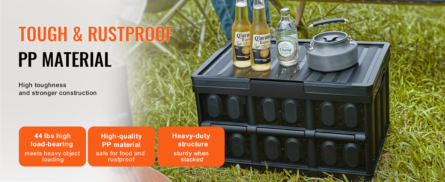 Set de 3 cutii de depozitare pliante, 45 L / 65 L, gainate, rezistente, pentru garaj, cu capace, pentru haine, gustări, produse alimentare.