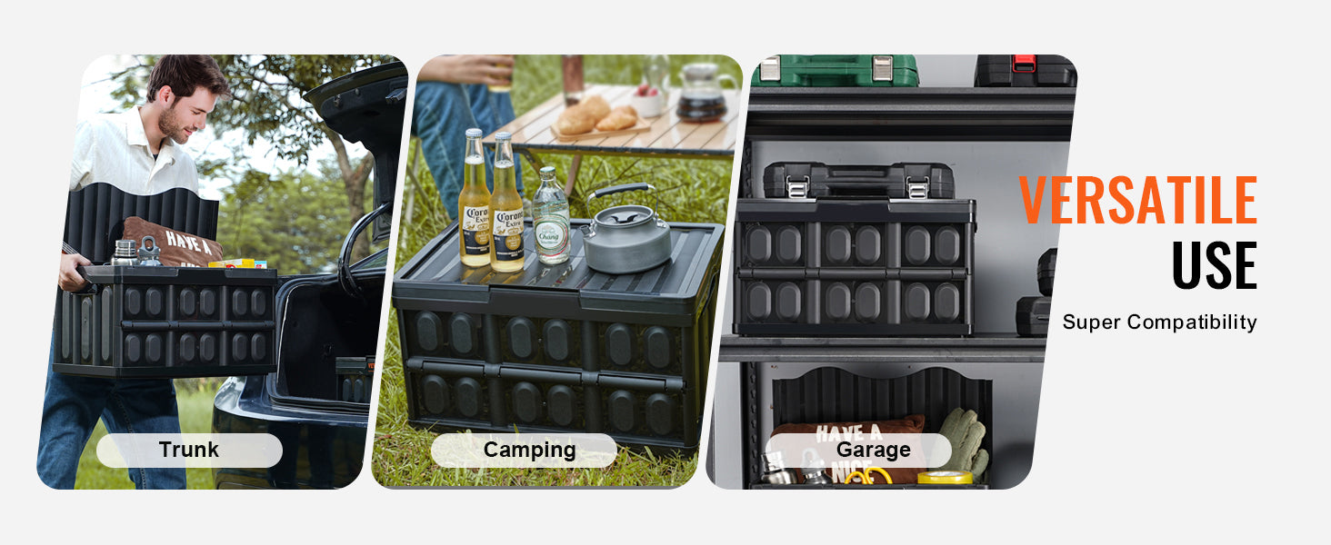 Set de 3 cutii de depozitare pliante, 45 L / 65 L, gainate, rezistente, pentru garaj, cu capace, pentru haine, gustări, produse alimentare.