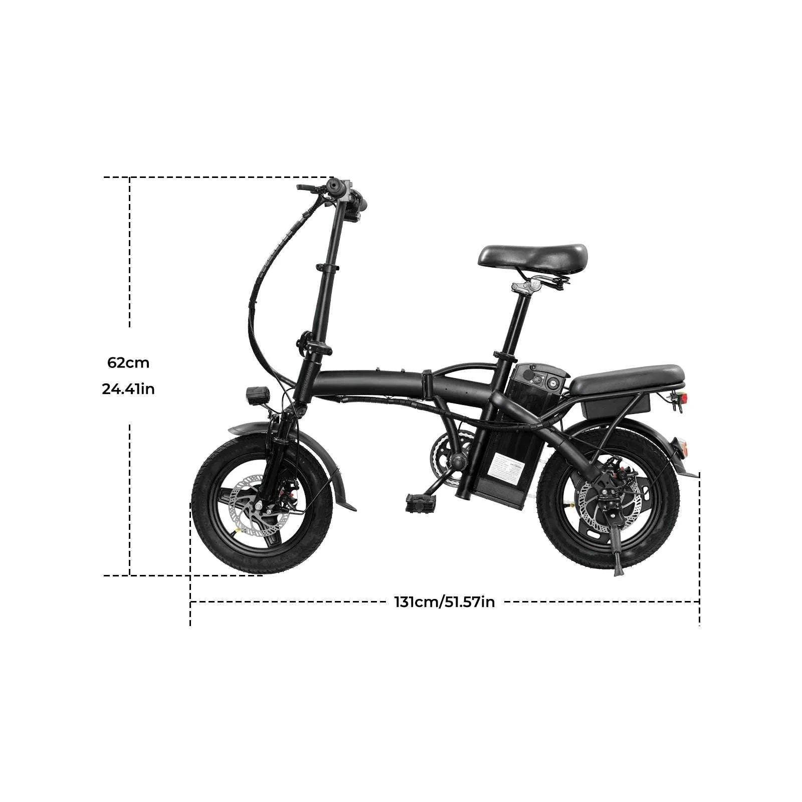 Folding Electric Bike 20MPH 560W Motor 48V Battery 32 Mile Range-Black / 48cm(165cm-170cm) / United States