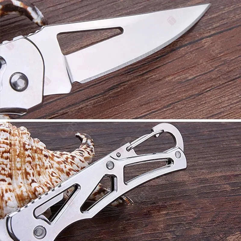 Folding Fruit Knife with Stainless Steel Blade and Keychain-Knife1PC