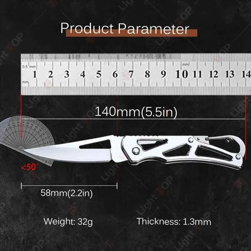 Folding Fruit Knife with Stainless Steel Blade and Keychain-Knife1PC