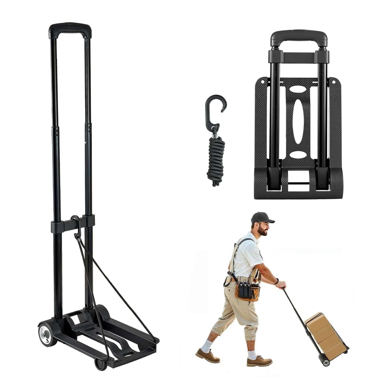 Folding Hand Truck 110lbs Collapsible Luggage Cart with Wheels-