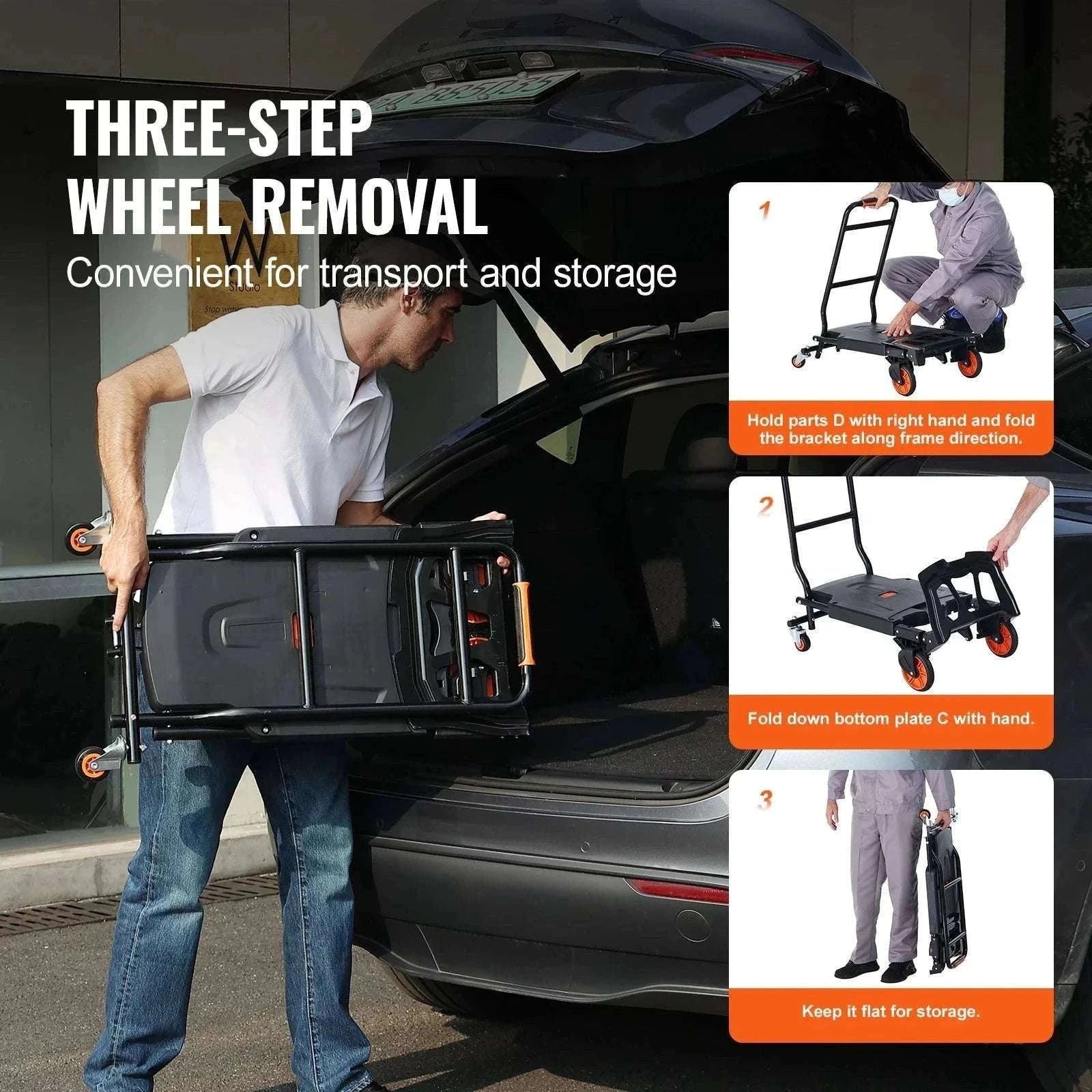Folding Hand Truck 300 lbs 2-in-1 Aluminum Platform Cart-300 lbs / spain