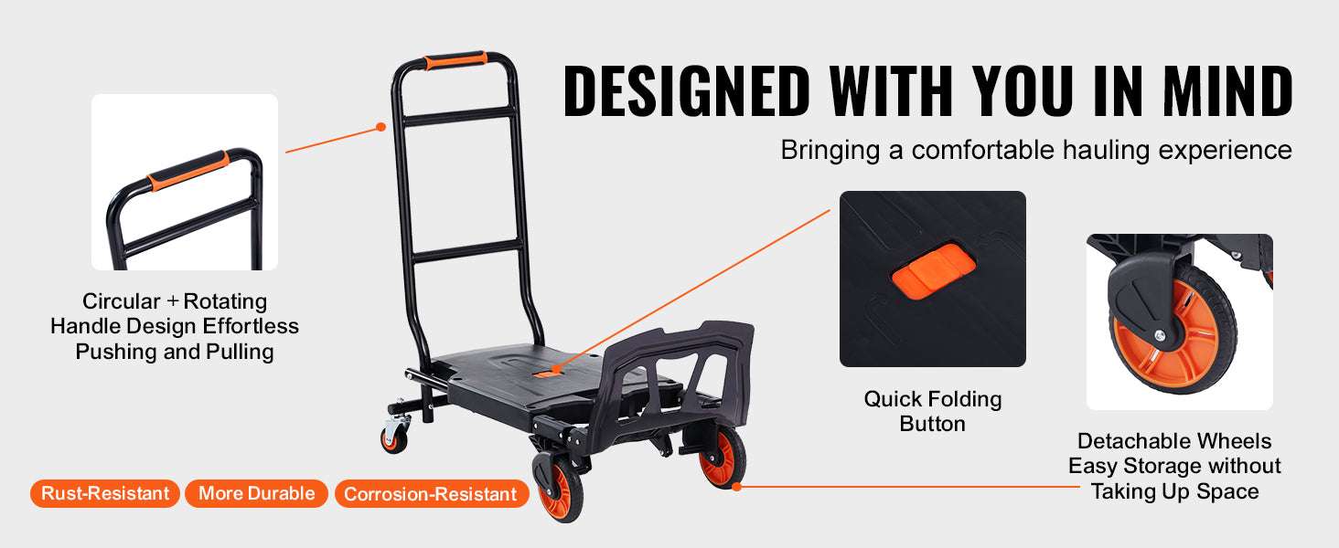 Folding Hand Truck 300 lbs 2-in-1 Aluminum Platform Cart-300 lbs / spain