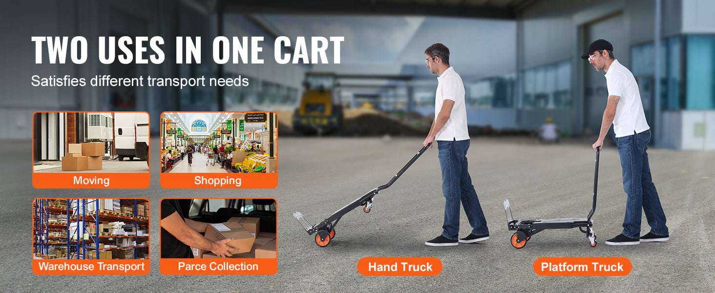 Folding Hand Truck 300 lbs 2-in-1 Aluminum Platform Cart-300 lbs / spain