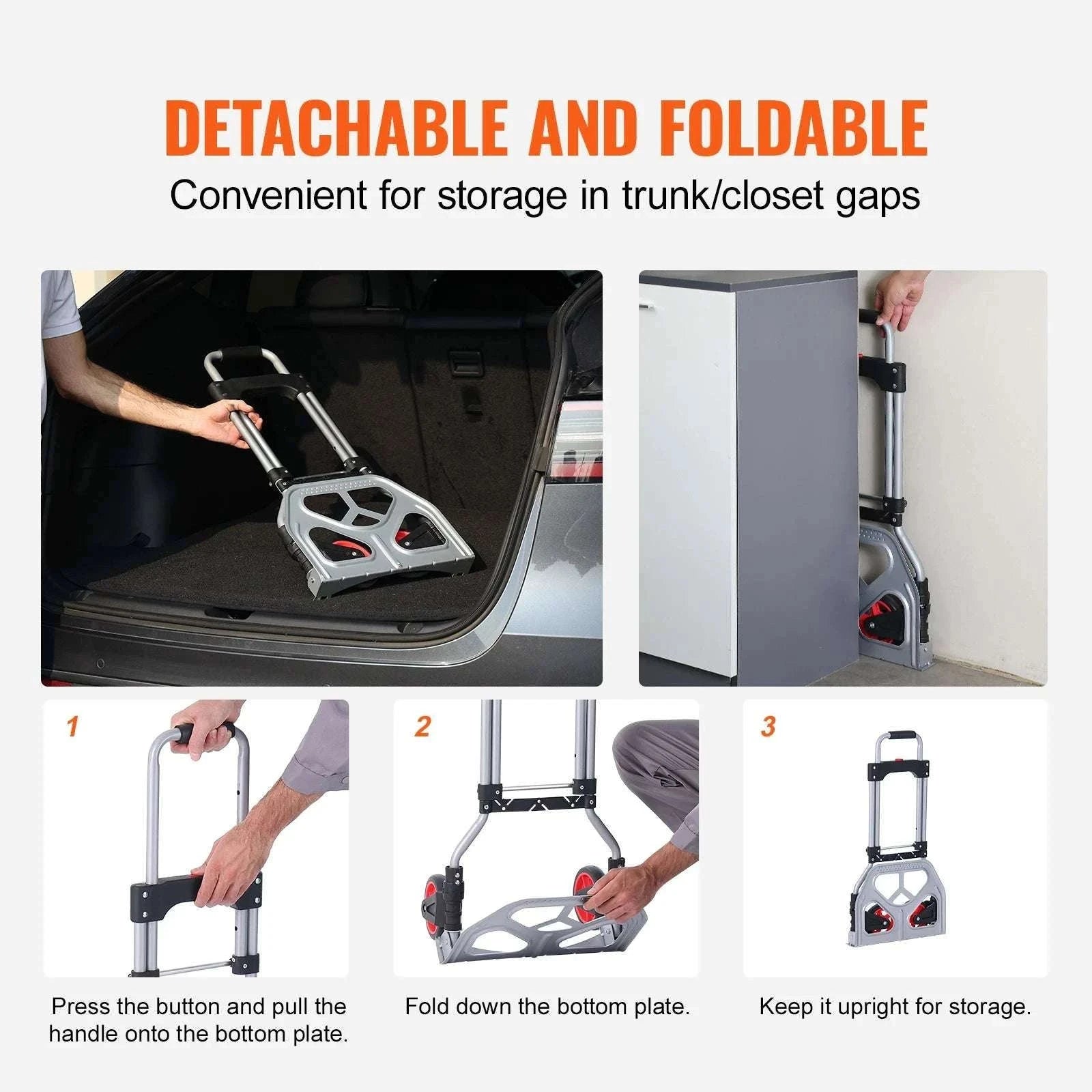 Folding Hand Truck Dolly 176 lb Aluminum Cart with Telescoping Handle-176 lbs / United States