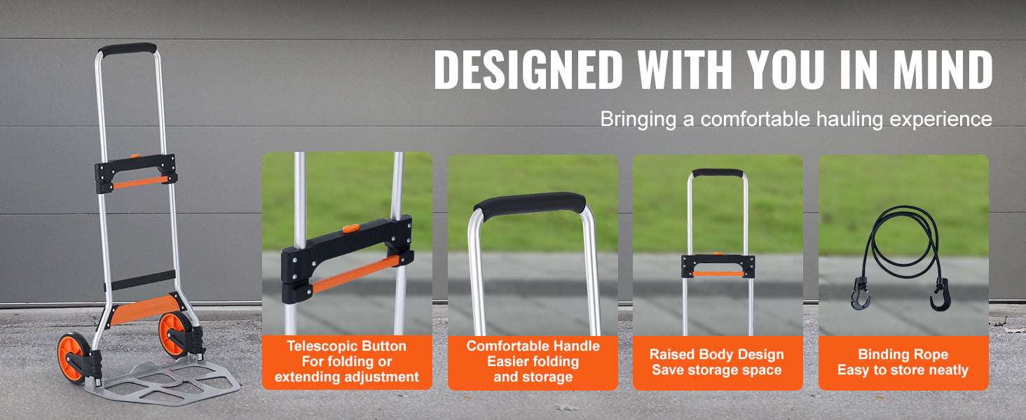 Folding Hand Truck Dolly with Telescoping Handle & 309 lb Capacity-309 lbs / spain