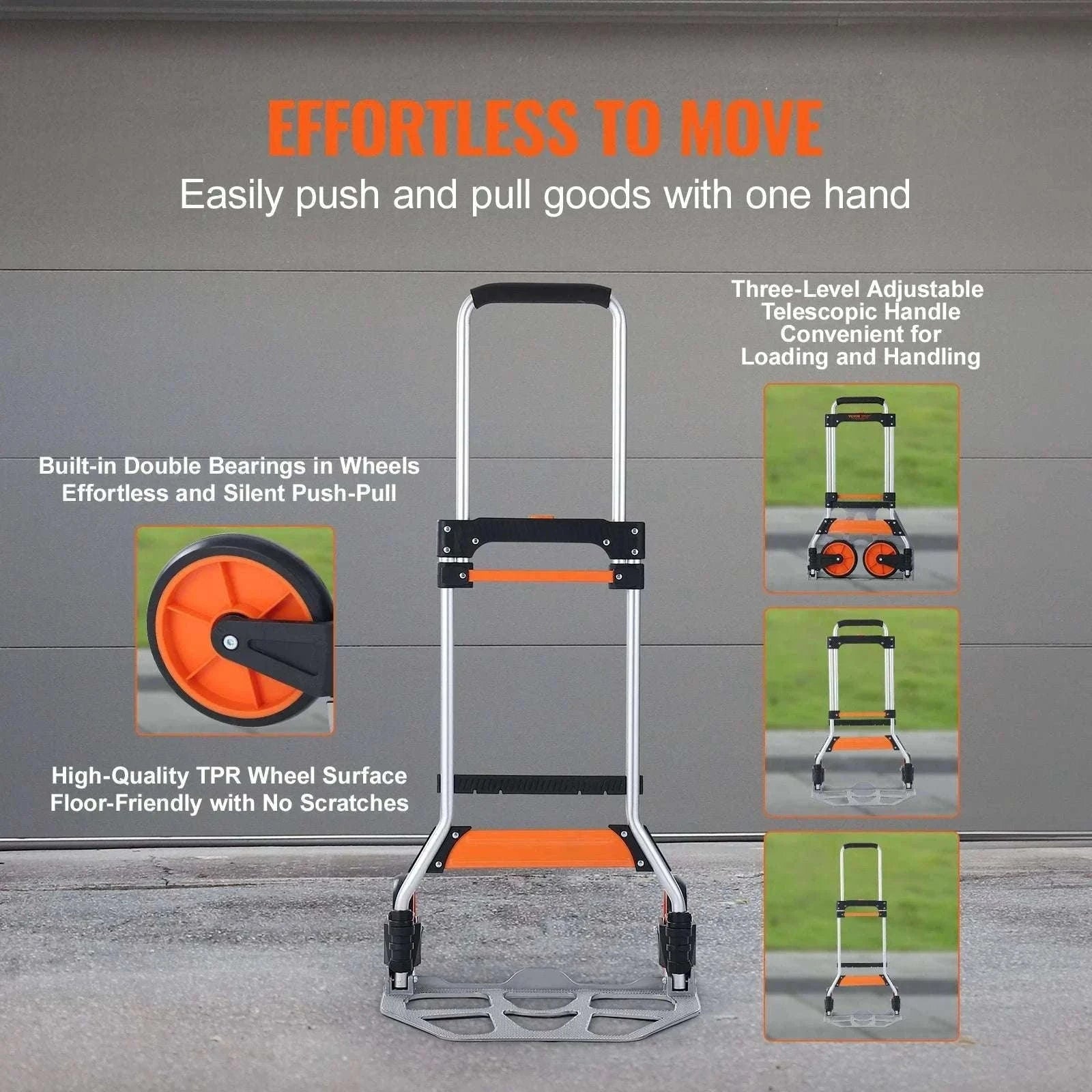 Folding Hand Truck Dolly with Telescoping Handle & 309 lb Capacity-309 lbs / spain