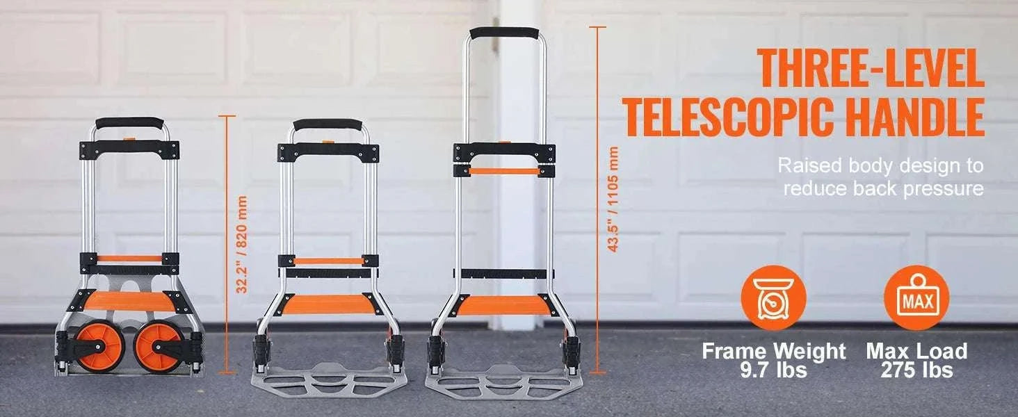 Folding Hand Truck Dolly with Telescoping Handle & 309 lb Capacity-309 lbs / spain