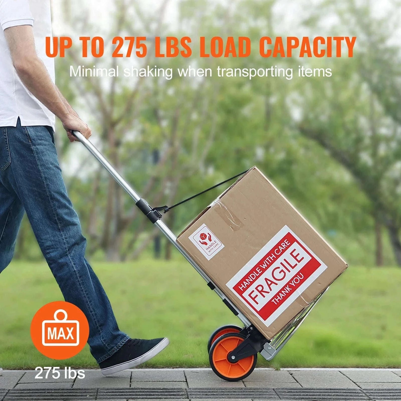 Folding Hand Truck Portable Cart Dolly with Telescoping Handle and Binding Rope-275 lbs / Russian Federation