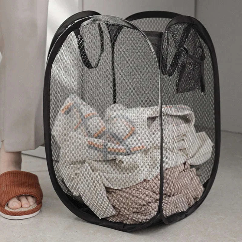 Folding Laundry Basket Organizer for Easy Clothes Storage-black / 30X30X47CM