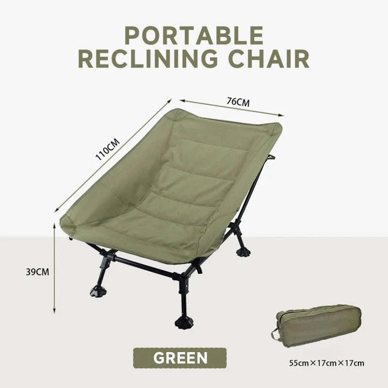 Folding Lounger Chair for Camping, Beach, Home and Travel-Black
