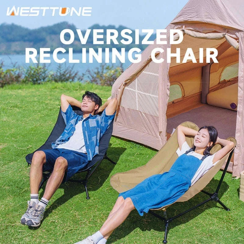 Folding Lounger Chair for Camping, Beach, Home and Travel-Black