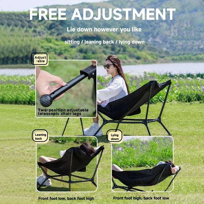 Folding Lounger Chair for Camping, Beach, Home and Travel-Black