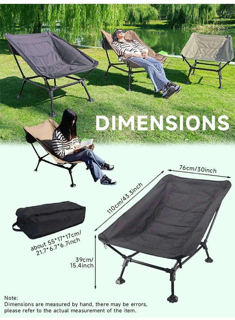 Folding Lounger Chair for Camping, Beach, Home and Travel-Black