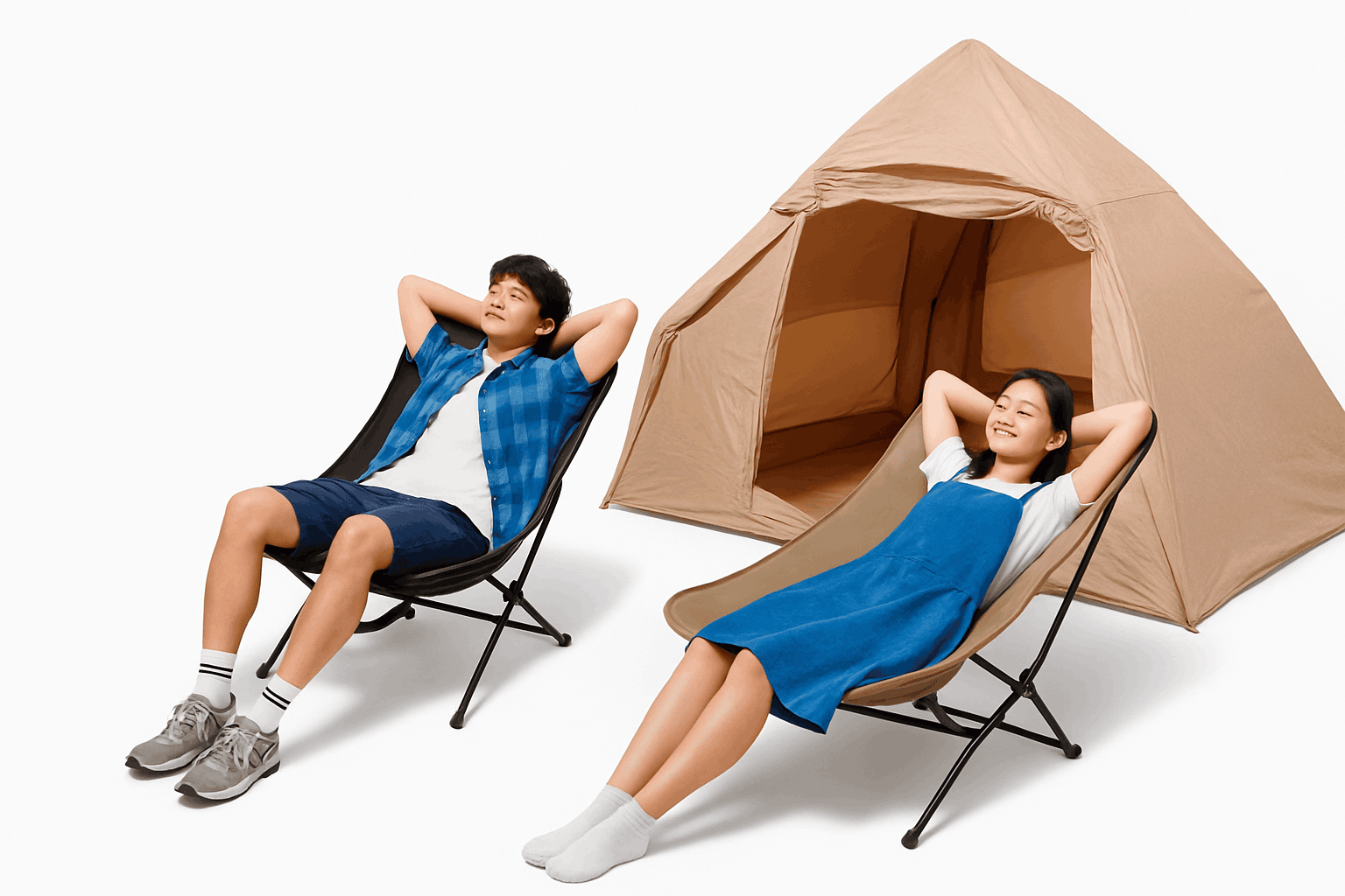 Folding Lounger Chair for Camping, Beach, Home and Travel-Black