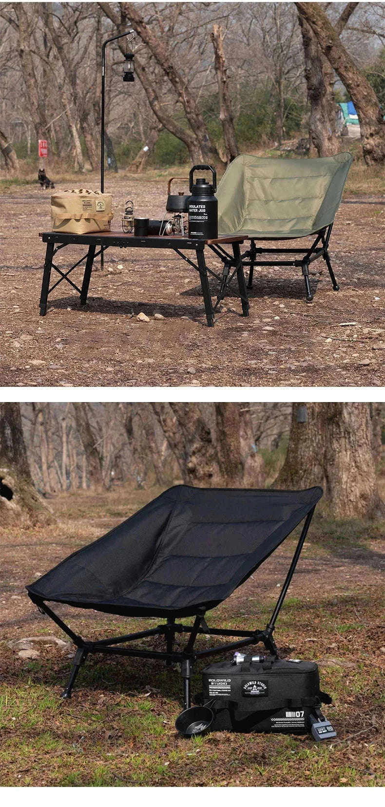 Folding Lounger Chair for Camping, Beach, Home and Travel-Black