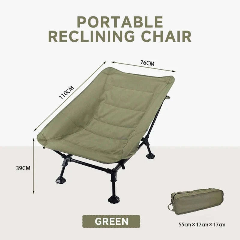Folding Lounger Chair for Camping, Beach, Home and Travel-Black