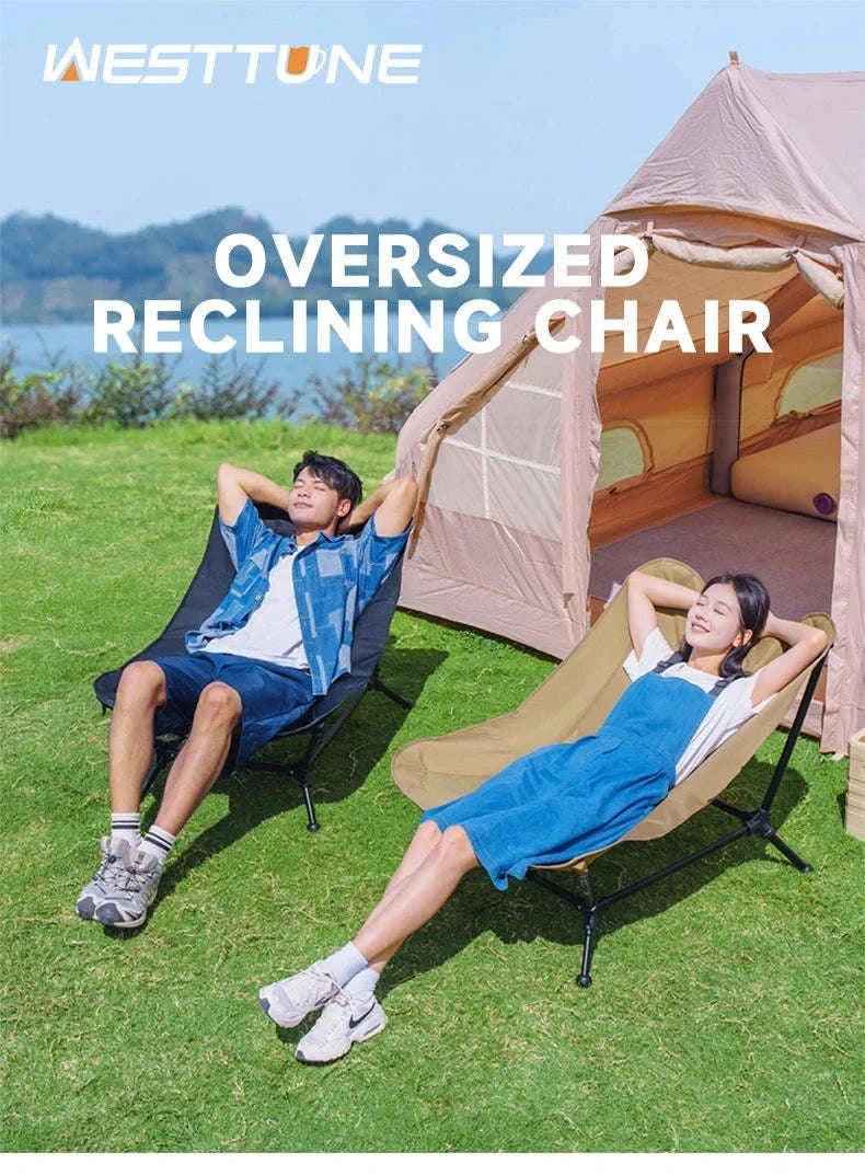 Folding Lounger Chair for Camping, Beach, Home and Travel-Black