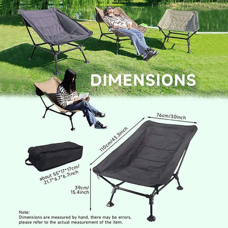 Folding Lounger Chair for Camping, Beach, Home and Travel-Black