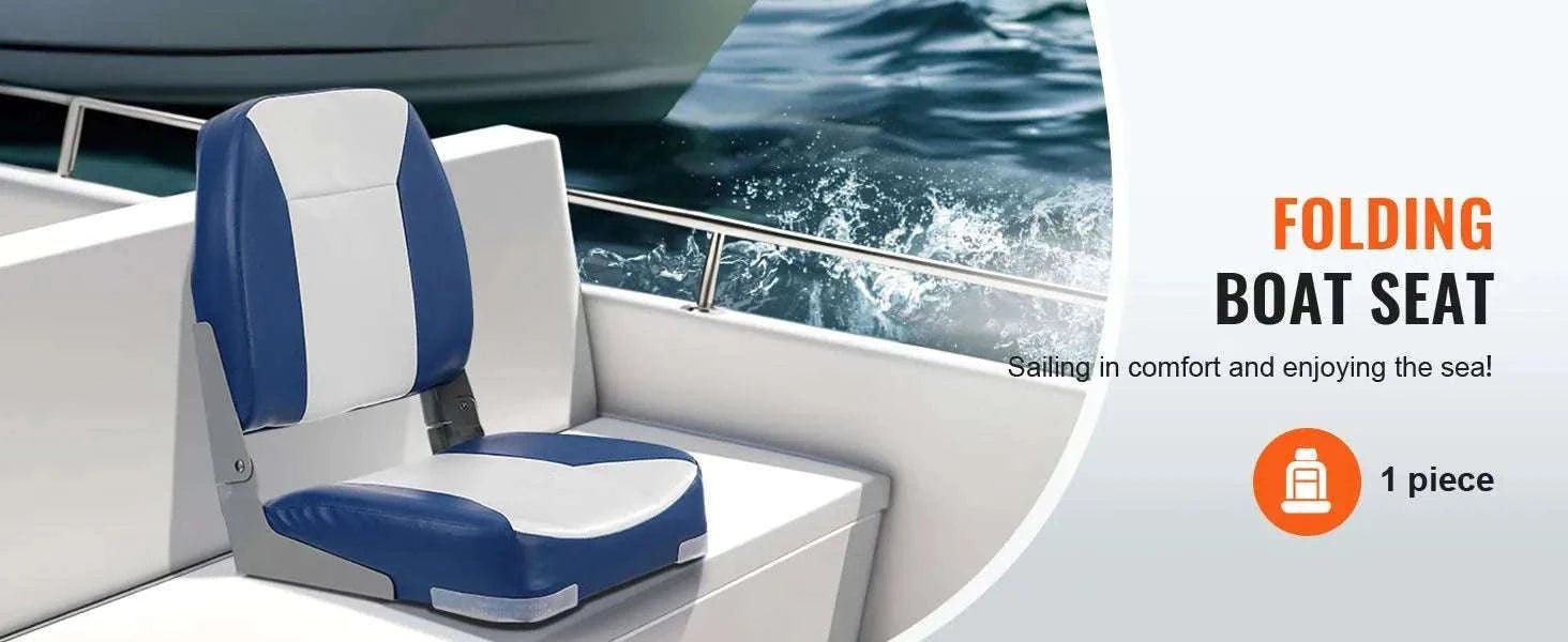 Folding Low Back Boat Seat 18.9" with Cushioned Support-1pcs / United States