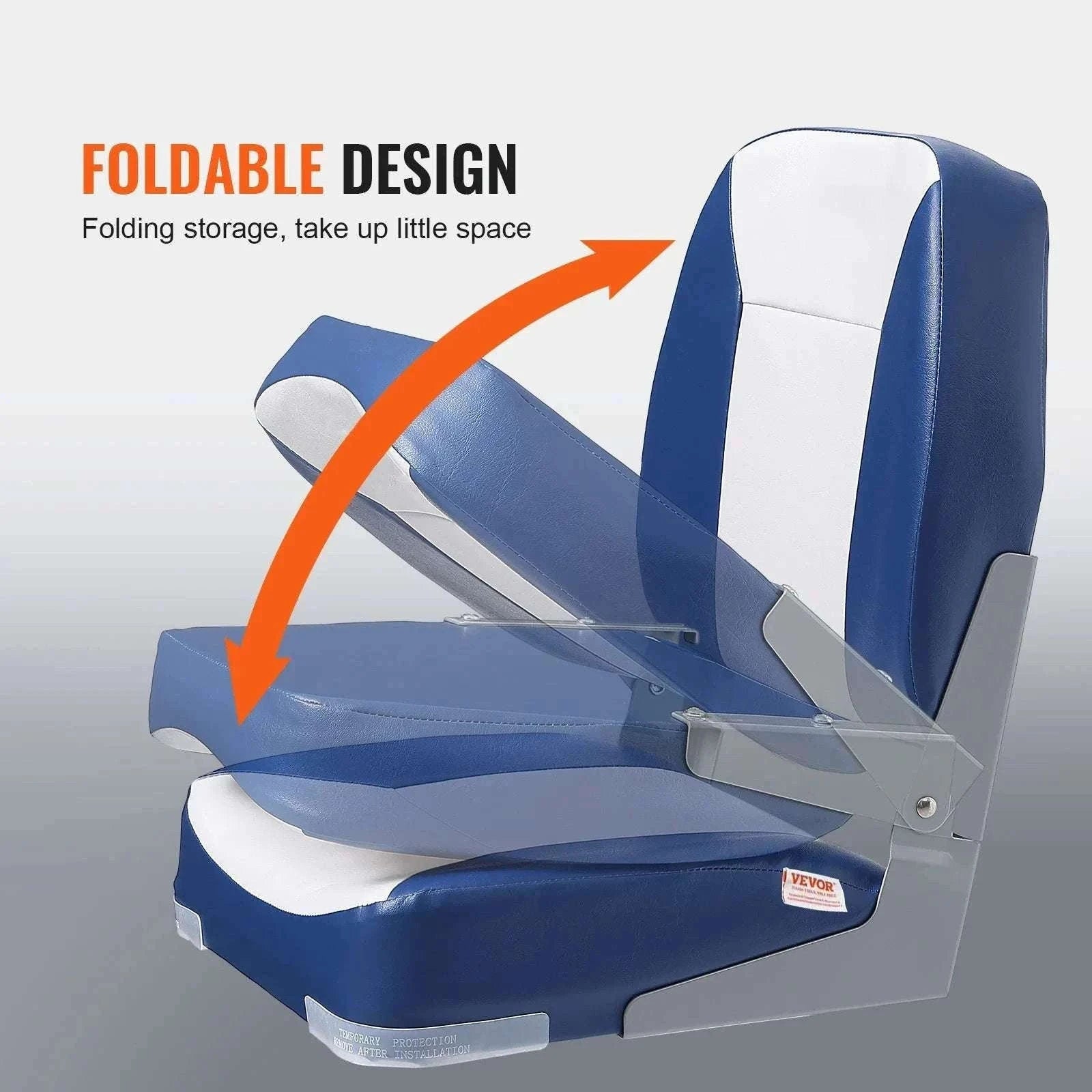 Folding Low Back Boat Seat 18.9" with Cushioned Support-1pcs / United States