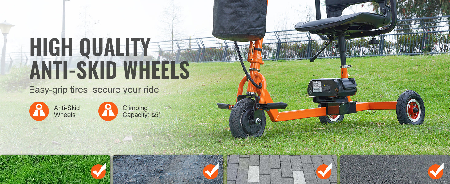 Scooter elettrico pieghevole a 3 ruote per anziani, mobility scooter portatile alimentato elettricamente, per terreni any-terrain, carrozzina da viaggio