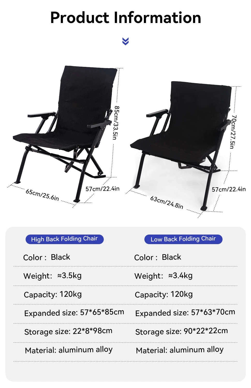 Folding Outdoor Chair with High Back and Handrails-High Back